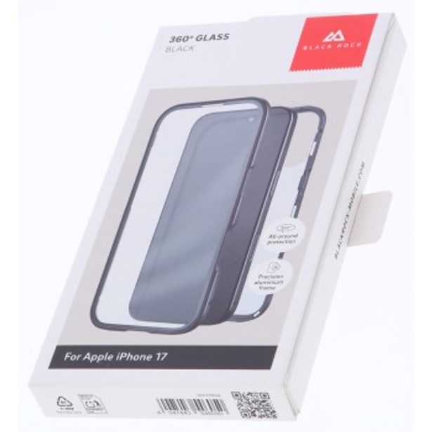 Black Rock 360° Glass, kryt pro Apple iPhone 17, skleněný, přední + zadní díl, průhledný/černý