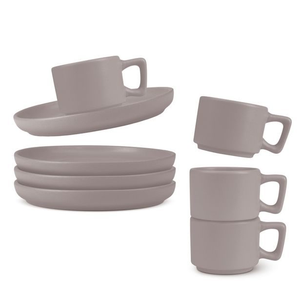 BERLINGERHAUS Sada hrnků na espresso s podšálkem 8 ks 100 ml Taupe Collection BH-10016