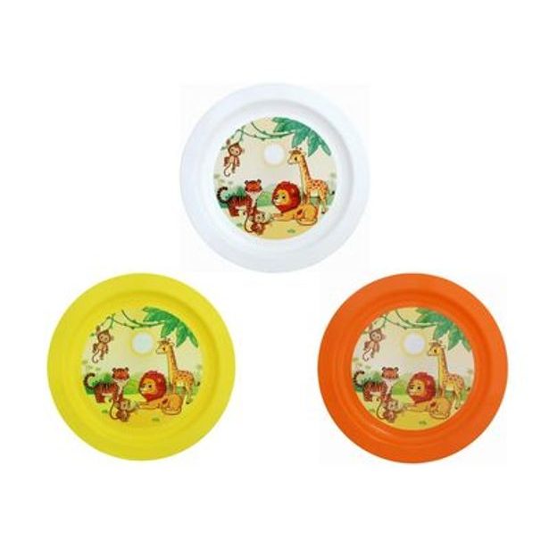 talíř d21cm měl. DŽUNGLE IML, bílý, oranž, žlutý, dětský, plast
