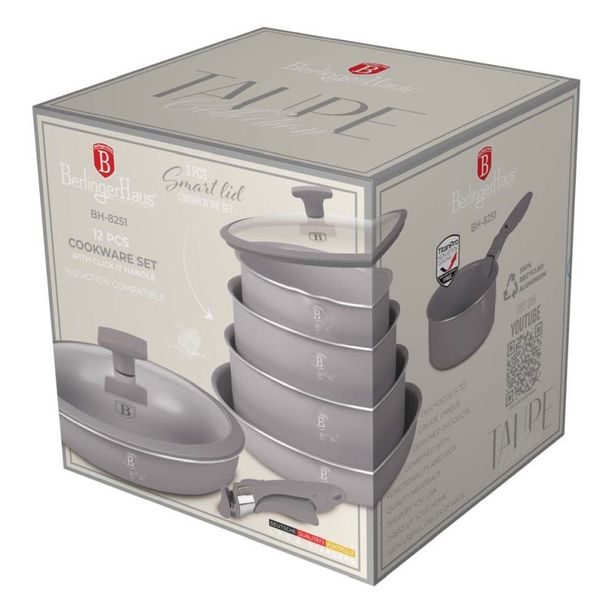 BERLINGERHAUS Sada nádobí s titanovým povrchem 12 ks Taupe Collection BH-8251
