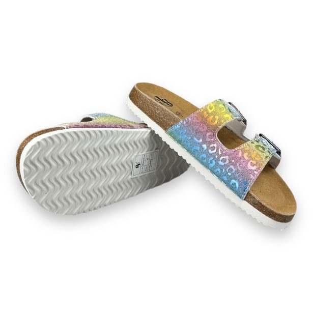 Dívčí kožené pantofle Best Feet - Rainbow