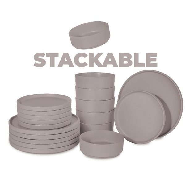 BERLINGERHAUS Jídelní sada talířů 18 ks Taupe Collection BH-10006