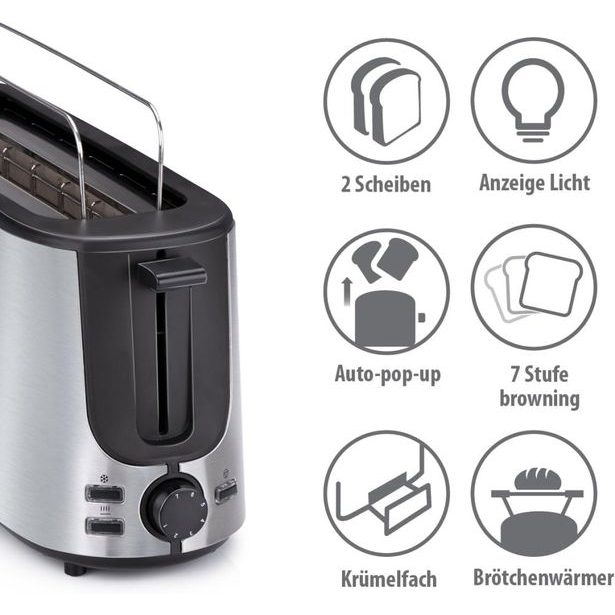 ALPINA Topinkovač na 2 topinky dlouhý nerez ocel 1000W ED-247351