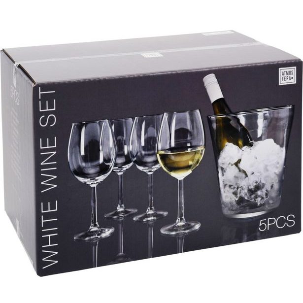 EXCELLENT HOUSEWARE Sklenice na víno + chladič sada 5 ks KO-VER000576
