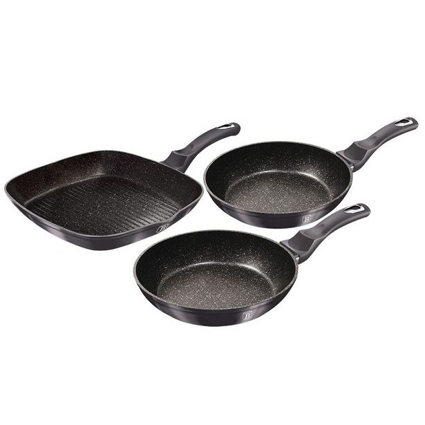 BERLINGERHAUS Sada pánví s mramorovým povrchem 3 ks Carbon PRO Line BH-6904