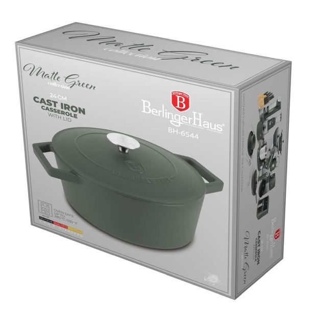BERLINGERHAUS Pekáč litinový s poklicí 24 cm Matte Green Collection BH-6544