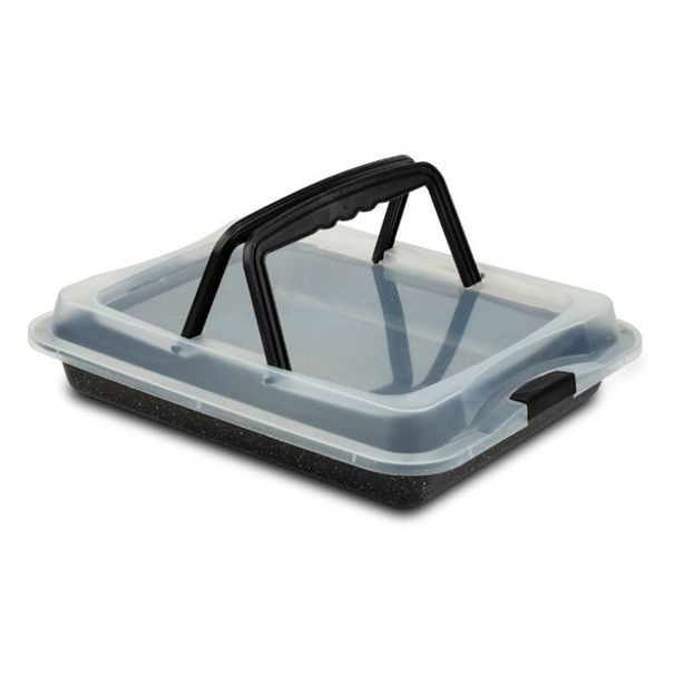 plech 40x32,5x5cm NATURE, nepřiln.povrch, víko plast, na pečení