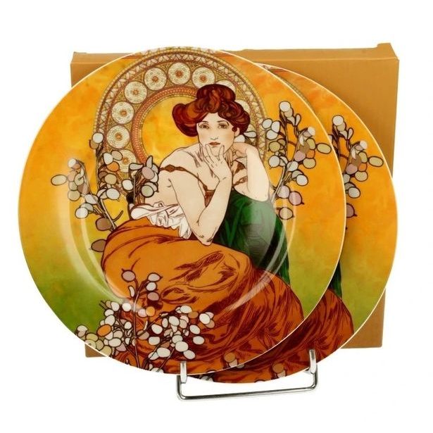 talíř d19cm-2ks-dezertní A.MUCHA, TOPAZ, DB, porcelán