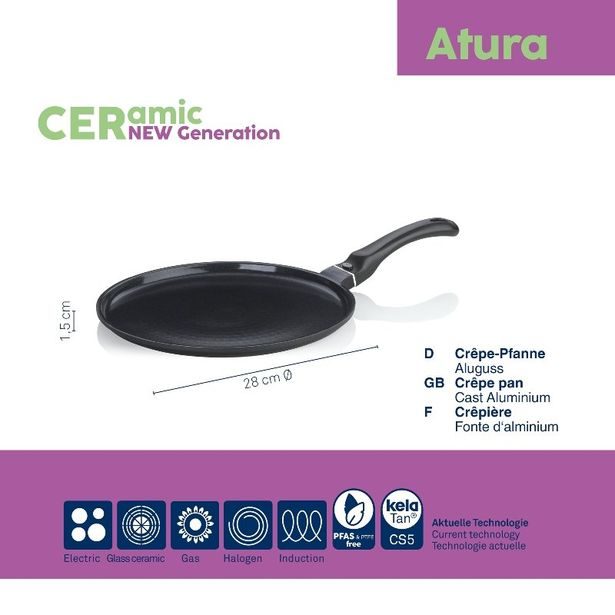 KELA Pánev na palačinky s keramickým povrchem 28 cm ATURA KL-15175