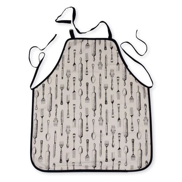 zástěra 66x76cm, VZOR příbor+válek, bavlna