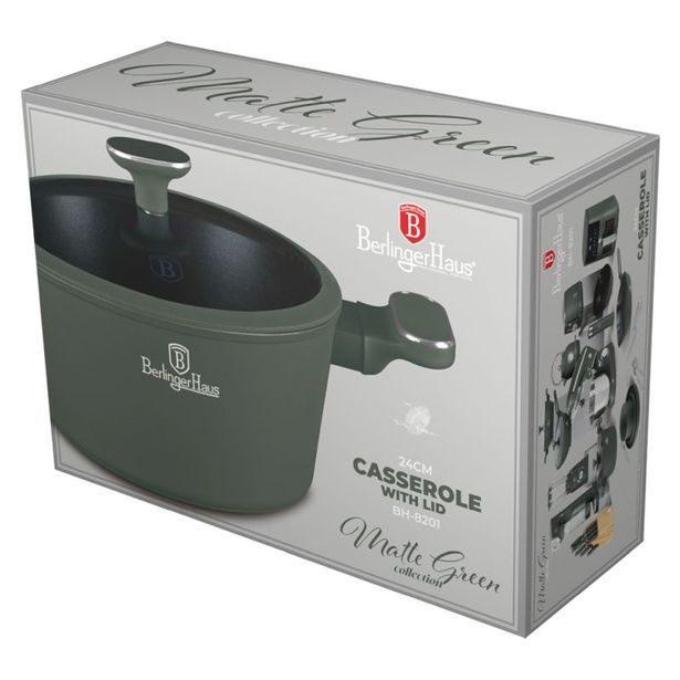 BERLINGERHAUS Kastrol s titanovým povrchem a poklicí 24 cm Matte Green Collection BH-8201
