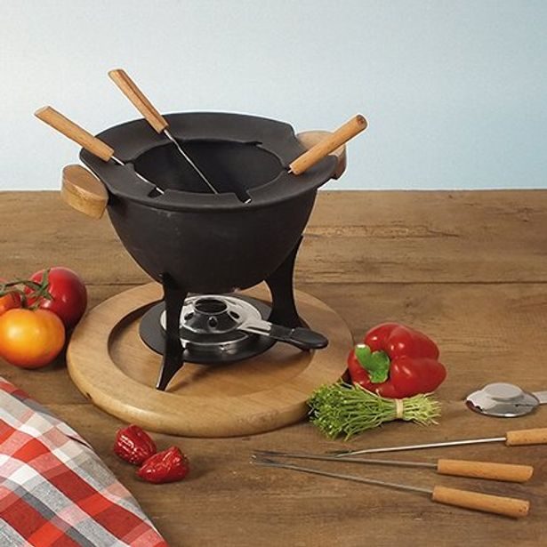 KELA Fondue set COUNTRY 11-dílný litina / dřevo KL-16644