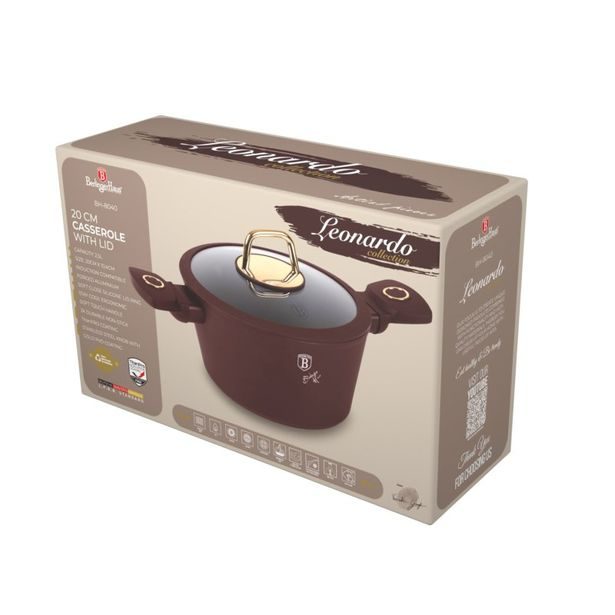 BERLINGERHAUS Kastrol s titanovým povrchem a poklicí 20 cm Leonardo Collection BH-8040