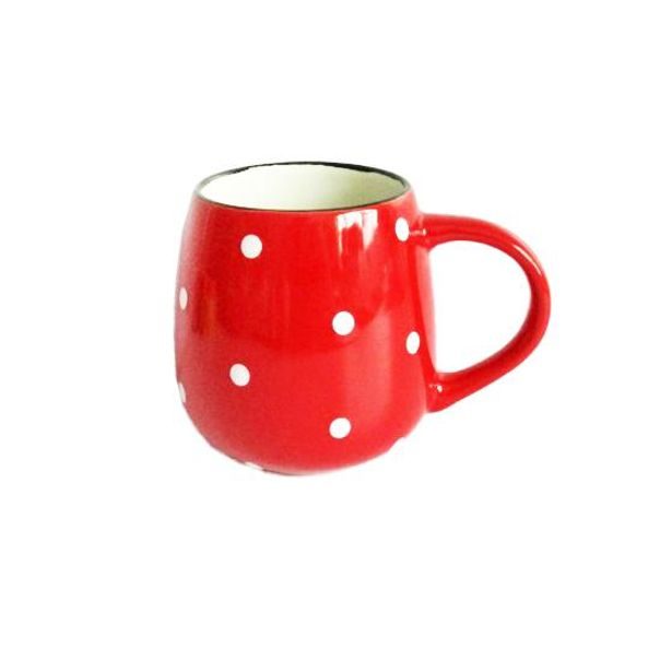 TORO HRNEK ČERVENÝ S BÍLÝMI PUNTÍKY, 460ML, KERAMIKA_hamashop