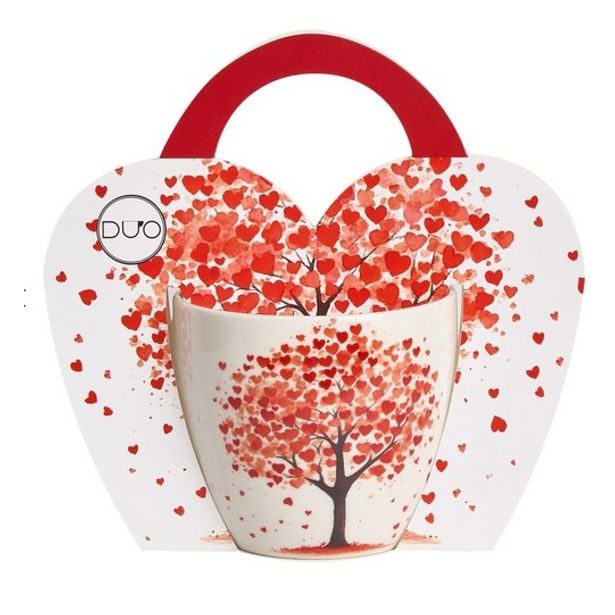 hrnek 460ml baňatý STROM se srdíčky, DB taška, porcelán