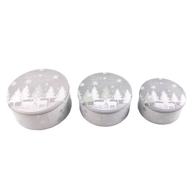 dóza plech. 3ks-13,5/16,5/19,5cm, WINTER, vánoční