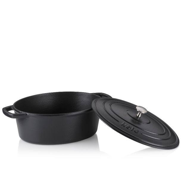 KELA Pekáč litinový s poklicí CALIDO 29x23x11cm černá KL-12861