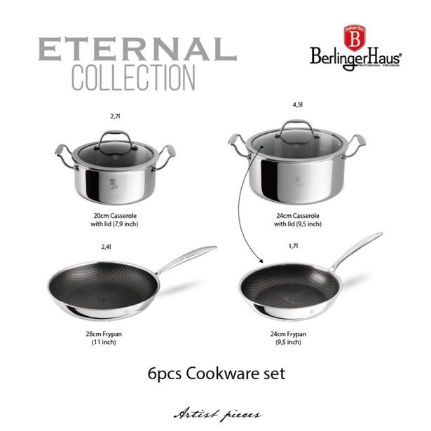 BERLINGERHAUS Sada nádobí s titanovým povrchem 6 ks Eternal Collection BH-8517