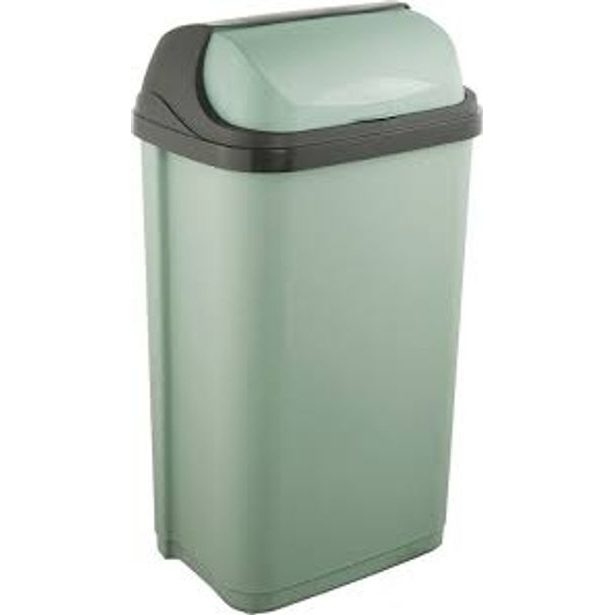 koš odp.50l RASMUS, sev.zelená, zasouv.víko, 39x29,5x67,5cm, plast