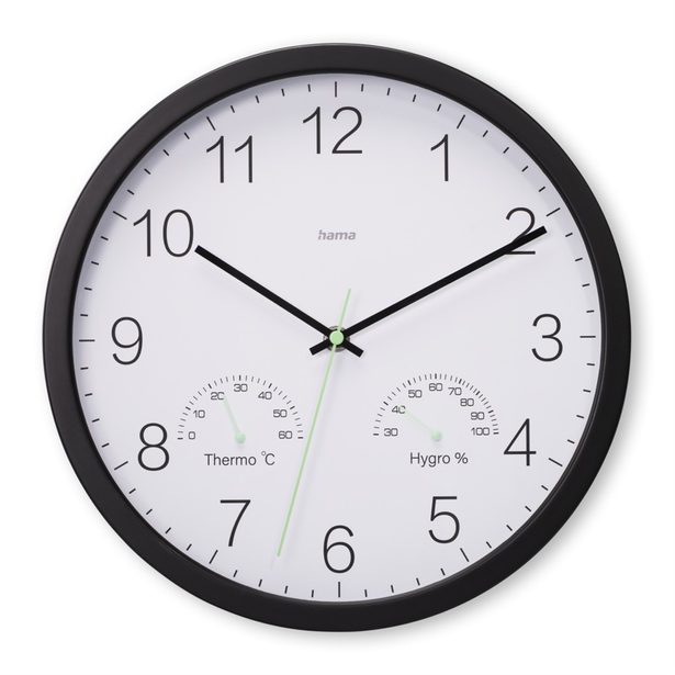 Hama Fiji, nástěnné hodiny řízené rádiovým signálem, průměr 30 cm, tichý chod, kartáčovaný hliník