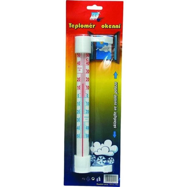 teploměr 20,5cm okenní, -50°C+50°C, objímka plast