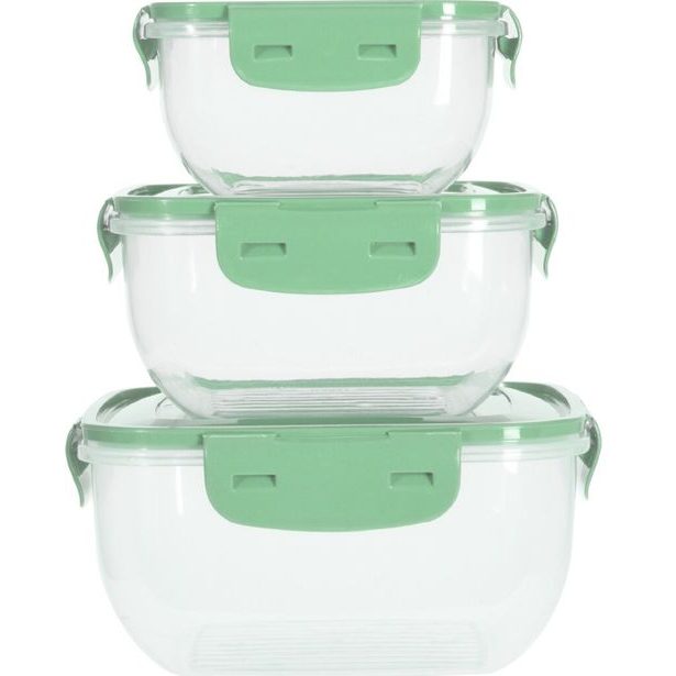 EXCELLENT HOUSEWARE Dóza na potraviny 3 ks světle zelená KO-024001550svze