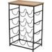 EXCELLENT HOUSEWARE Kovový stojan na víno a akátový odkládací stolek 12 lahví KO-HZ1240380drev