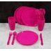 EXCELLENT HOUSEWARE Pikniková sada nádobí v boxu 31 ks růžová KO-030001750ruzo