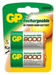 Nabíjecí baterie GP NiMH 9000 mAh R20 (D) 2 ks