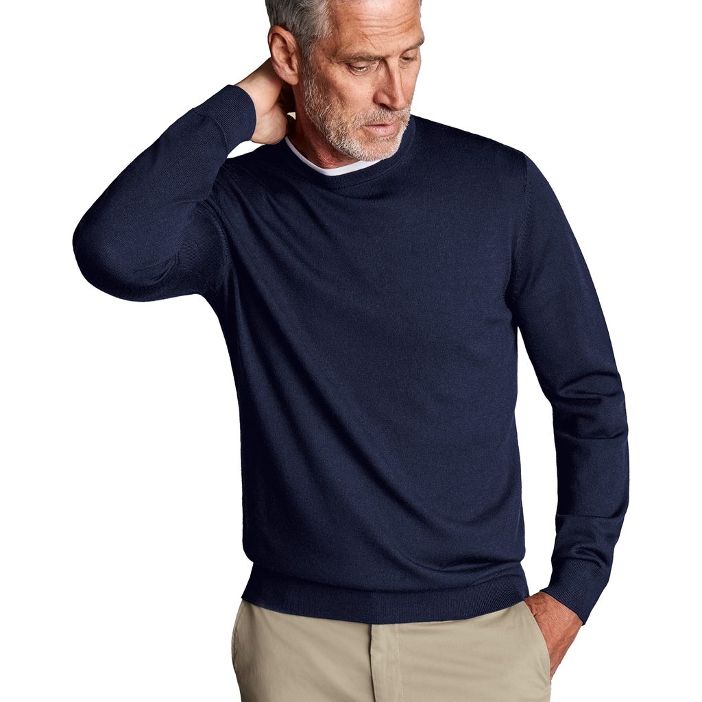 Charles Tyrwhitt Merino Crew Neck Jumper — Navy Charles Tyrwhitt