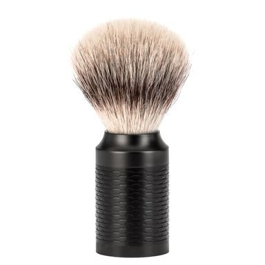 Średni pędzel do golenia Mühle ROCCA z włosiem syntetycznym (Silvertip Fibre®, matowa czarna stal nierdzewna)