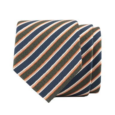 Krawat w paski John & Paul — Zielono-brązowy