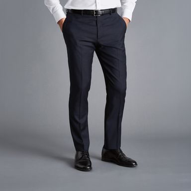 Charles Tyrwhitt Natural Stretch Twill Trousers — Navy