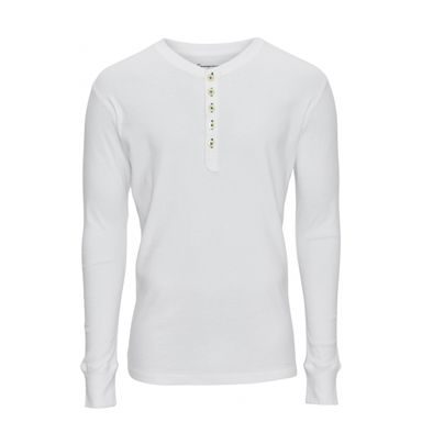 Bawełniana bluzka z długim rękawem Knowledge Cotton Apparel Cedar LS Henley - Bright White