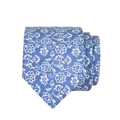 Jasnoniebieski krawat jedwabny w kolorowe kwiaty John & Paul - Canepa -  Krawaty - Odzież - Gentleman Store
