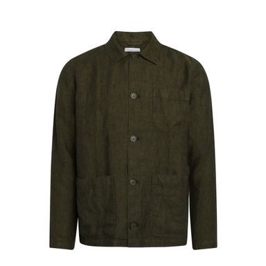 Lniany overshirt Knowledge Cotton Apparel Pine - Forest Night