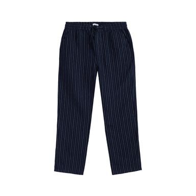 KnowledgeCotton Apparel Loose Striped Linen Pants — Blue