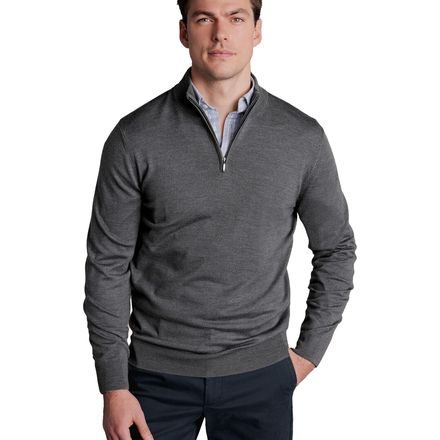 Charles Tyrwhitt Merino Zip Neck Jumper — Grey