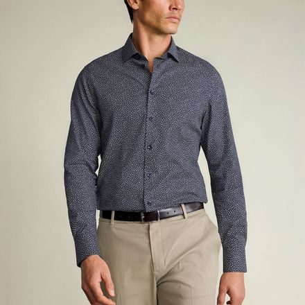 Charles Tyrwhitt Non-Iron Stretch Print Shirt — Navy