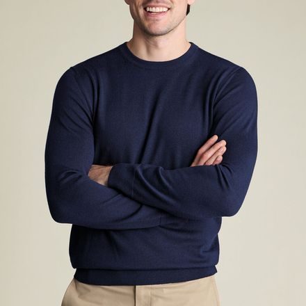 Charles Tyrwhitt Merino Crew Neck Jumper — Navy