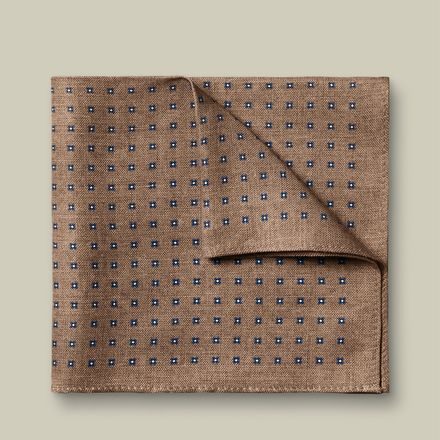 Charles Tyrwhitt Silk Linen Geo Pocket Square — Camel