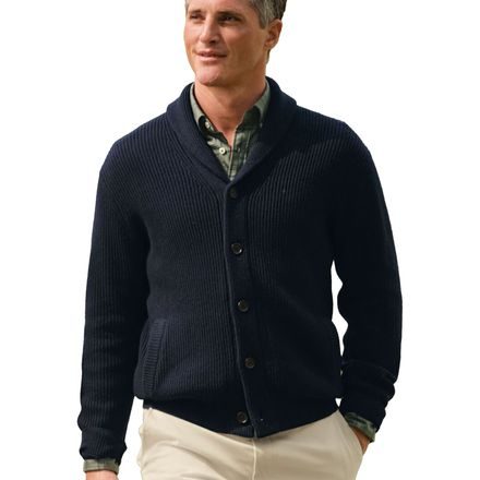 Charles Tyrwhitt Merino Shawl Neck Chunky Cardigan — Navy