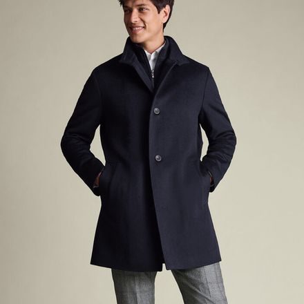 Charles Tyrwhitt Pure Wool Funnel Neck Overcoat