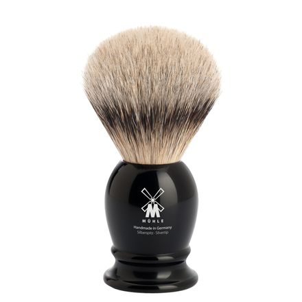 Mały pędzel do golenia Mühle Classic z włosia borsuczego silvertip badger (czarna żywica)