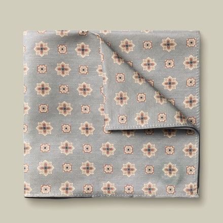 Charles Tyrwhitt Linen/Silk Geo Print Pocket Square — Silver