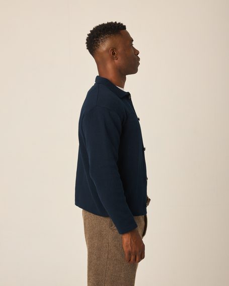 Peregrine Compton Knitted Shirt — Navy