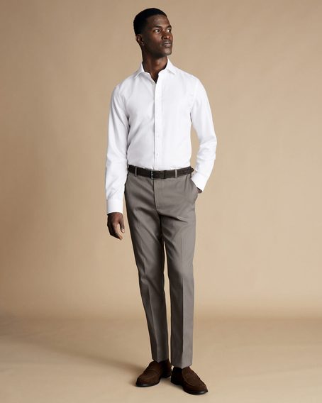 Charles Tyrwhitt Smart Stretch Texture Pants — Mocha