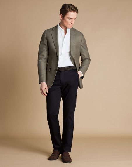 Charles Tyrwhitt Twill Wool Texture Jacket — Stone