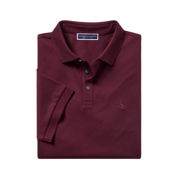 Charles Tyrwhitt Pique Polo — Wine Red