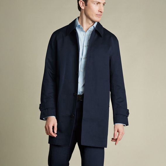 Charles Tyrwhitt Showerproof Cotton Raincoat — French Navy